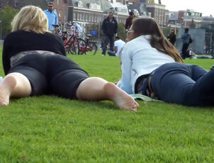 2 damsels with ultra-cute cabooses caught in public park